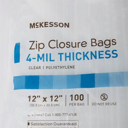 McKesson Reclosable Bag 12 X 12 Inch Polyethylene Clear Zipper Closure (957786_CS)