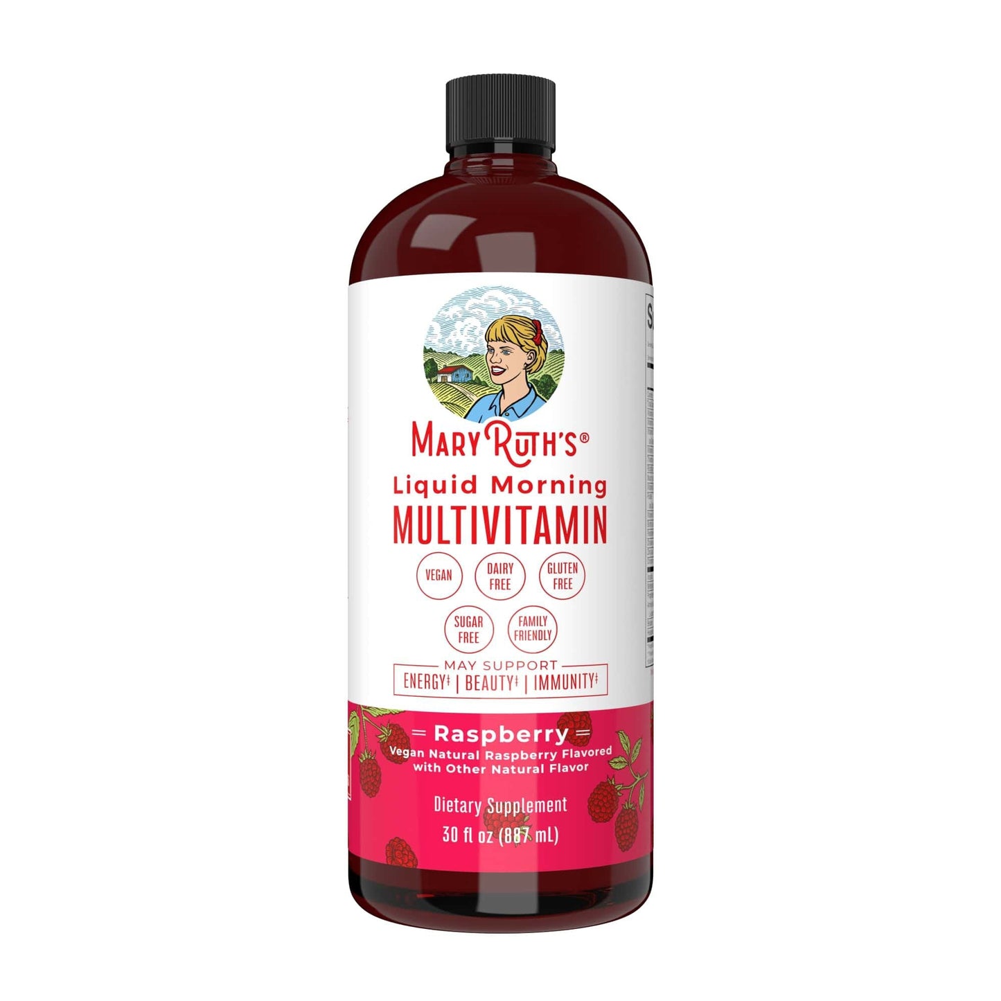 Mary Ruth's® Liquid Morning Multivitamin Dietary Supplement Vitamin A / C / D / E 80 mcg - 8 mg - 1.7 mcg - 1.5 mg Strength Liquid 30 oz. Raspberry Flavor (1271761_EA)