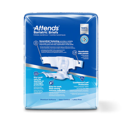 Attends® Bariatric Unisex Adult Incontinence Brief 2X-Large Disposable Heavy Absorbency (950227_CS)