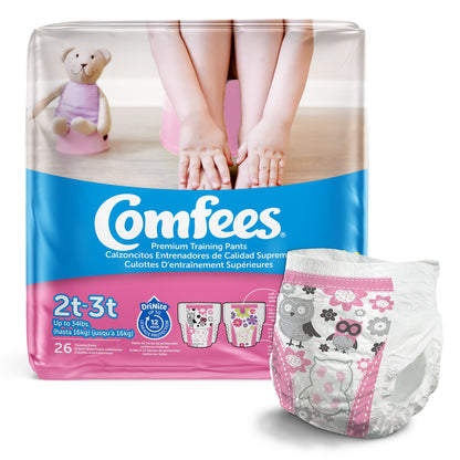 Comfees® Female Toddler Training Pants Pull On with Tear Away Seams Size 2T to 3T Disposable Moderate Absorbency (993239_CS)