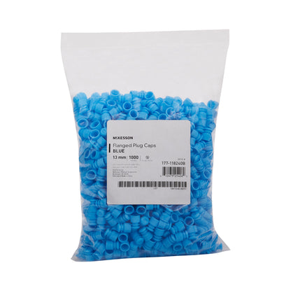 McKesson Tube Closure Polyethylene Flanged Plug Cap Blue 13 mm For Use with 13 mm Blood Drawing Tubes, Glass Test Tubes, Plastic Culture Tubes NonSterile (1175277_BG)