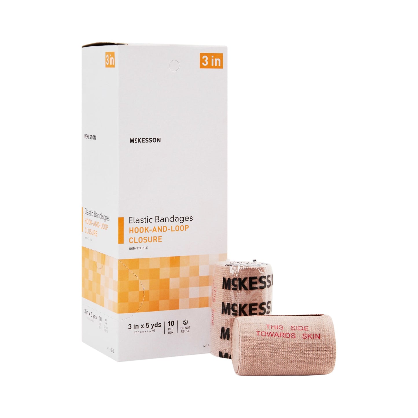 McKesson Elastic Bandage 3 Inch X 5 Yard Single Hook and Loop Closure Tan NonSterile Standard Compression (911814_CS)