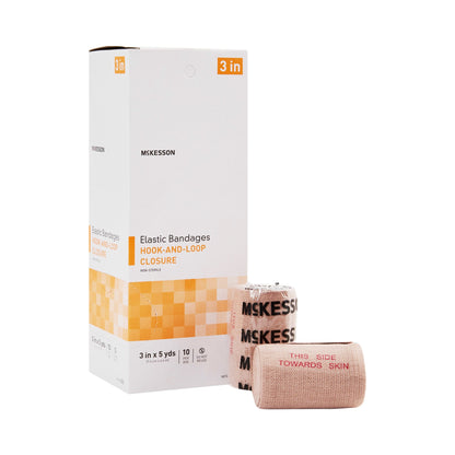 McKesson Elastic Bandage 3 Inch X 5 Yard Single Hook and Loop Closure Tan NonSterile Standard Compression (911814_CS)