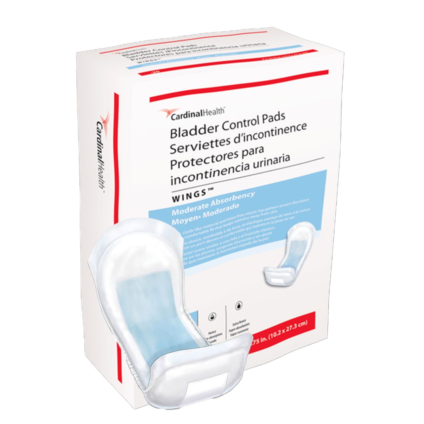 Wings™ Bladder Control Pad 4 X 10-3/4 Inch Moderate Absorbency Polymer Core One Size Fits Most (731673_CS)