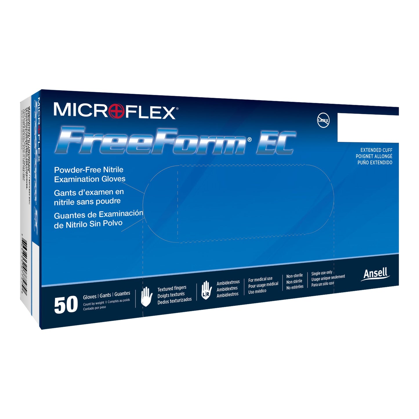 FreeForm® EC Exam Glove 2X-Large NonSterile Nitrile Extended Cuff Length Textured Fingertips Blue Not Rated (467273_BX)