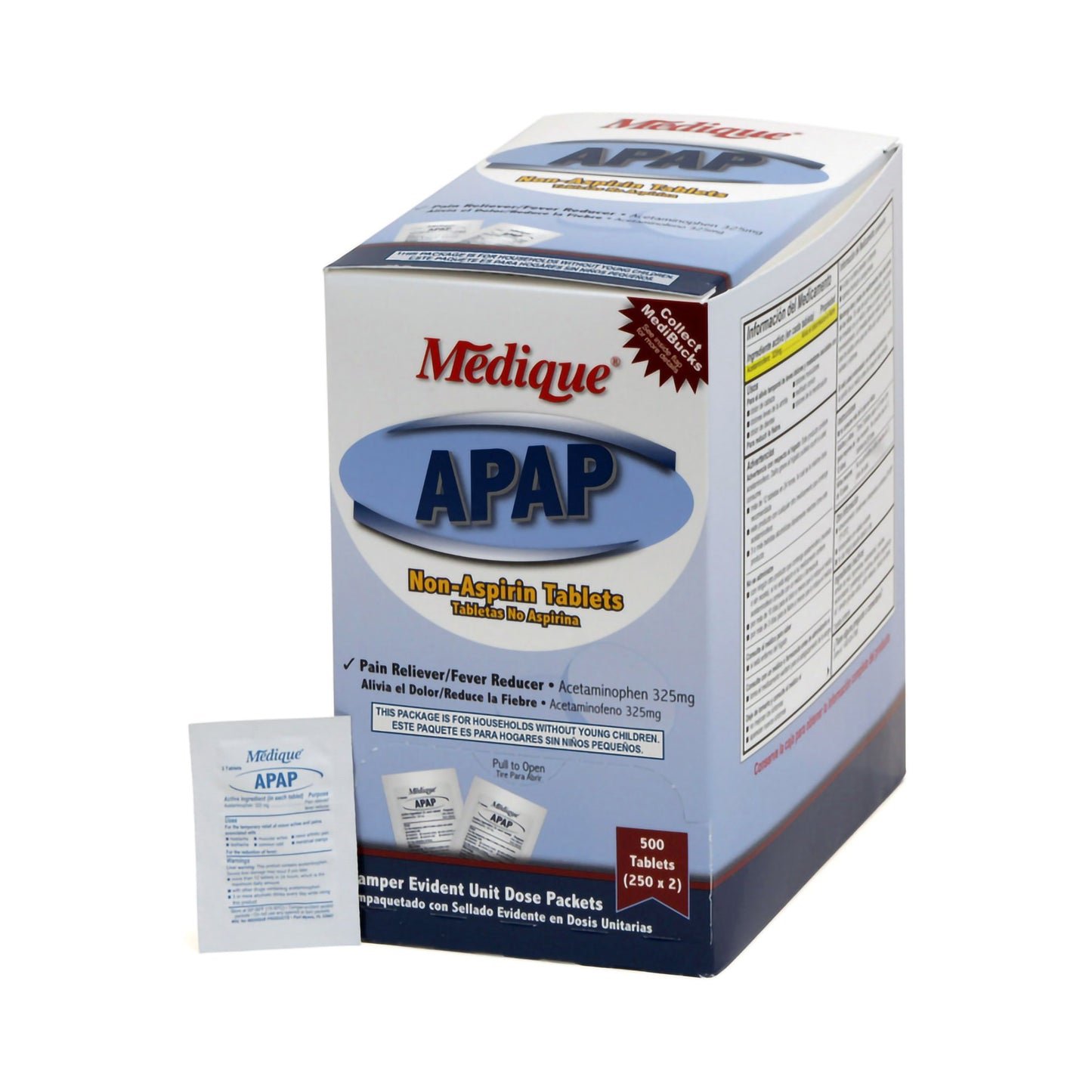 Medique® Pain Relief 325 mg Strength Acetaminophen Unit Dose Tablet 250 per Box (995478_BX)