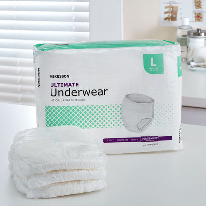 McKesson Unisex Adult Absorbent Underwear Pull On with Tear Away Seams Large Disposable Heavy Absorbency (1123836_BG)