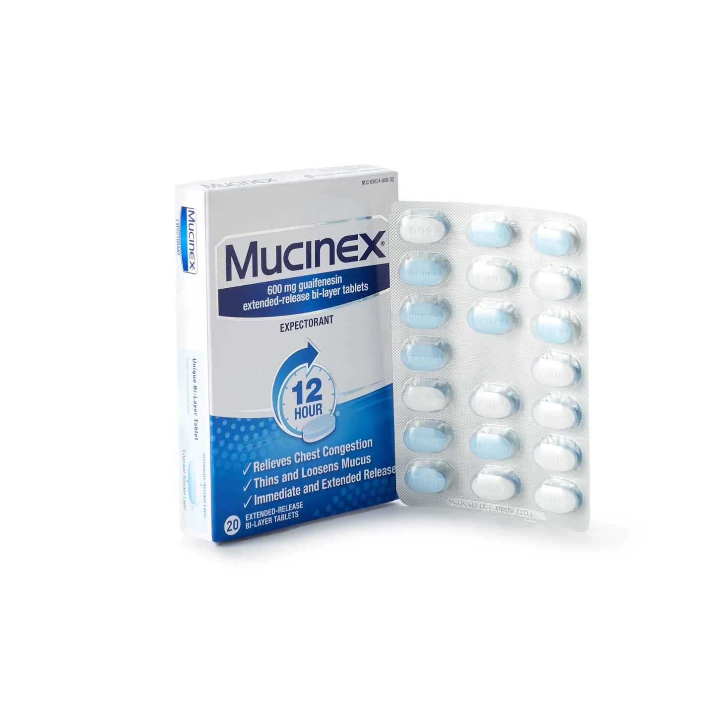 Mucinex® Cold and Cough Relief 600 mg Strength Tablet 20 per Box (852697_BX)
