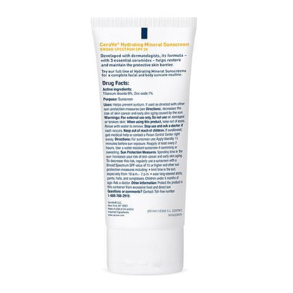 CeraVe® Hydrating Mineral Sunscreen Face Sunscreen SPF 50 Lotion 2.5 oz. Tube (1253472_EA)