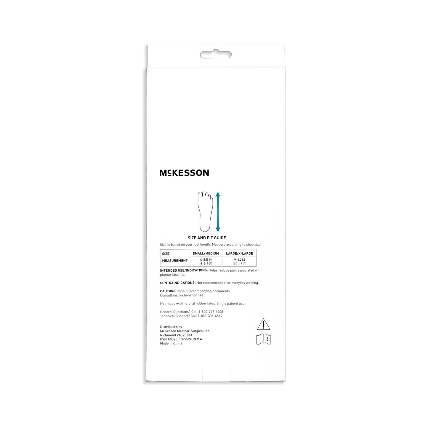 McKesson Dorsal Night Splint Small / Medium Hook and Loop Closure Male 4 to 8-1/2 / Female 5 to 9-1/2 Foot (1159121_EA)