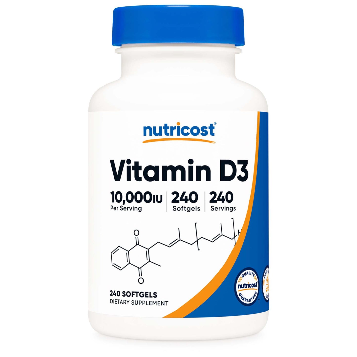 nutricost® Dietary Supplement Vitamin D3 10,000 IU Strength Softgel 240 Per Bottle (1270248_BT)
