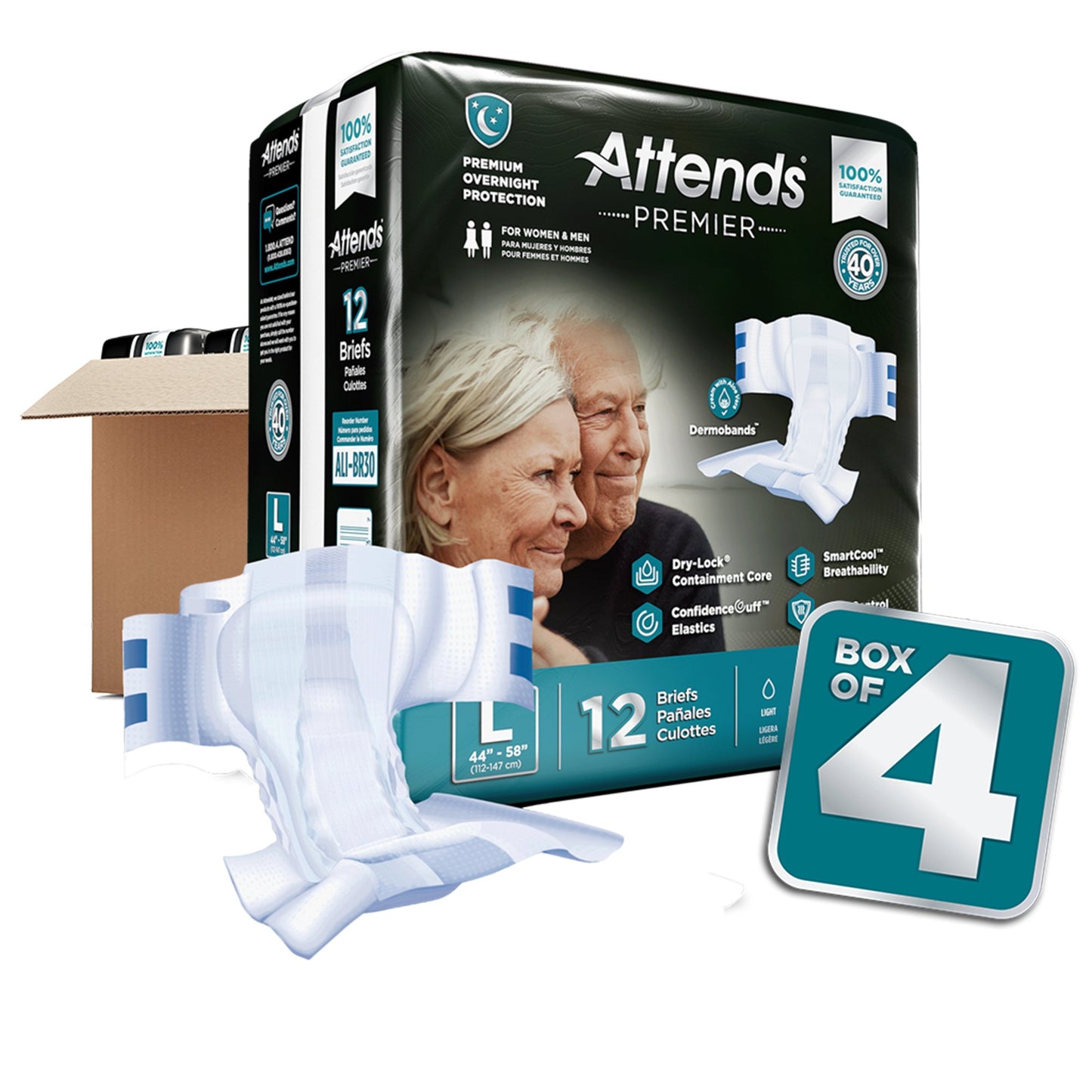Attends® Premier Unisex Adult Incontinence Brief Large Disposable Heavy Absorbency (1128074_BG)