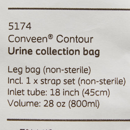 Conveen® Security+ Urinary Leg Bag Anti-Reflux Valve NonSterile 800 mL Polyethylene / Flocked (185574_EA)