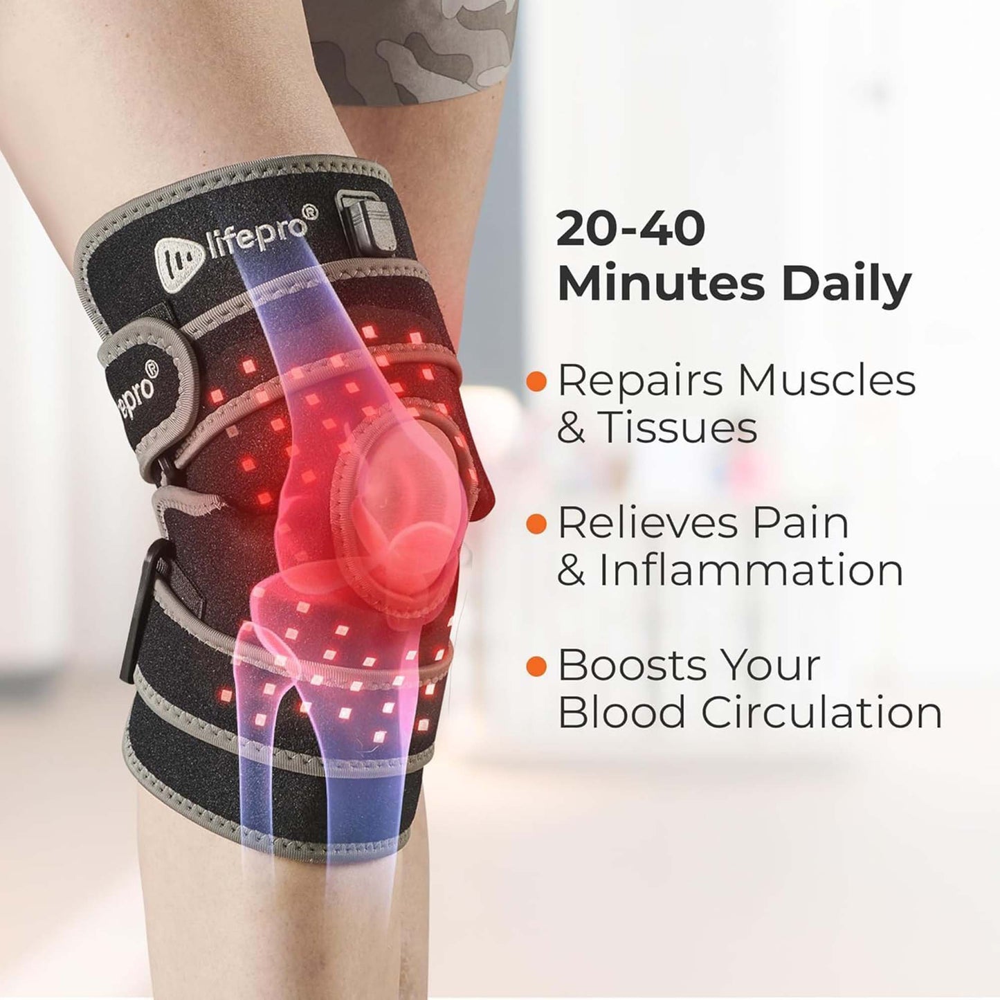 BioRecover™ Light Therapy Knee Brace One Size Fits Most Hook and Loop (1271036_EA)