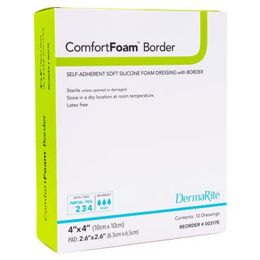 ComfortFoam™ Border Foam Dressing 4 X 4 Inch With Border Waterproof Backing Silicone Adhesive Square Sterile (835617_EA)