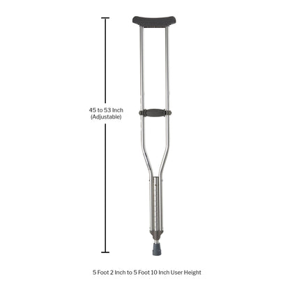 McKesson Underarm Crutches Adult 5 Foot 2 Inch to 5 Foot 10 Inch User Height Aluminum Frame 350 lbs. Weight Capacity (1065230_CS)