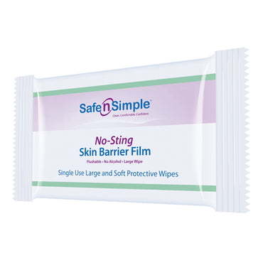 Safe N Simple™ No-Sting Skin Barrier Wipe 60% / 20% Strength Purified Water / Polyvinylpyrrolidone / Glycerin / Propylene Glycol Individual Packet Large NonSterile (1074722_CS)