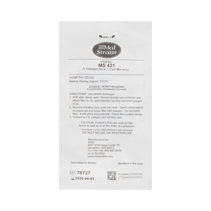 McKesson IV Extension Set Standard Bore 9 Inch Tubing 1.2 Micron Filter Sterile (1139237_CS)