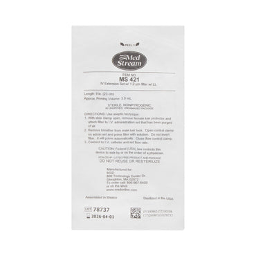 McKesson IV Extension Set Standard Bore 9 Inch Tubing 1.2 Micron Filter Sterile (1139237_EA)