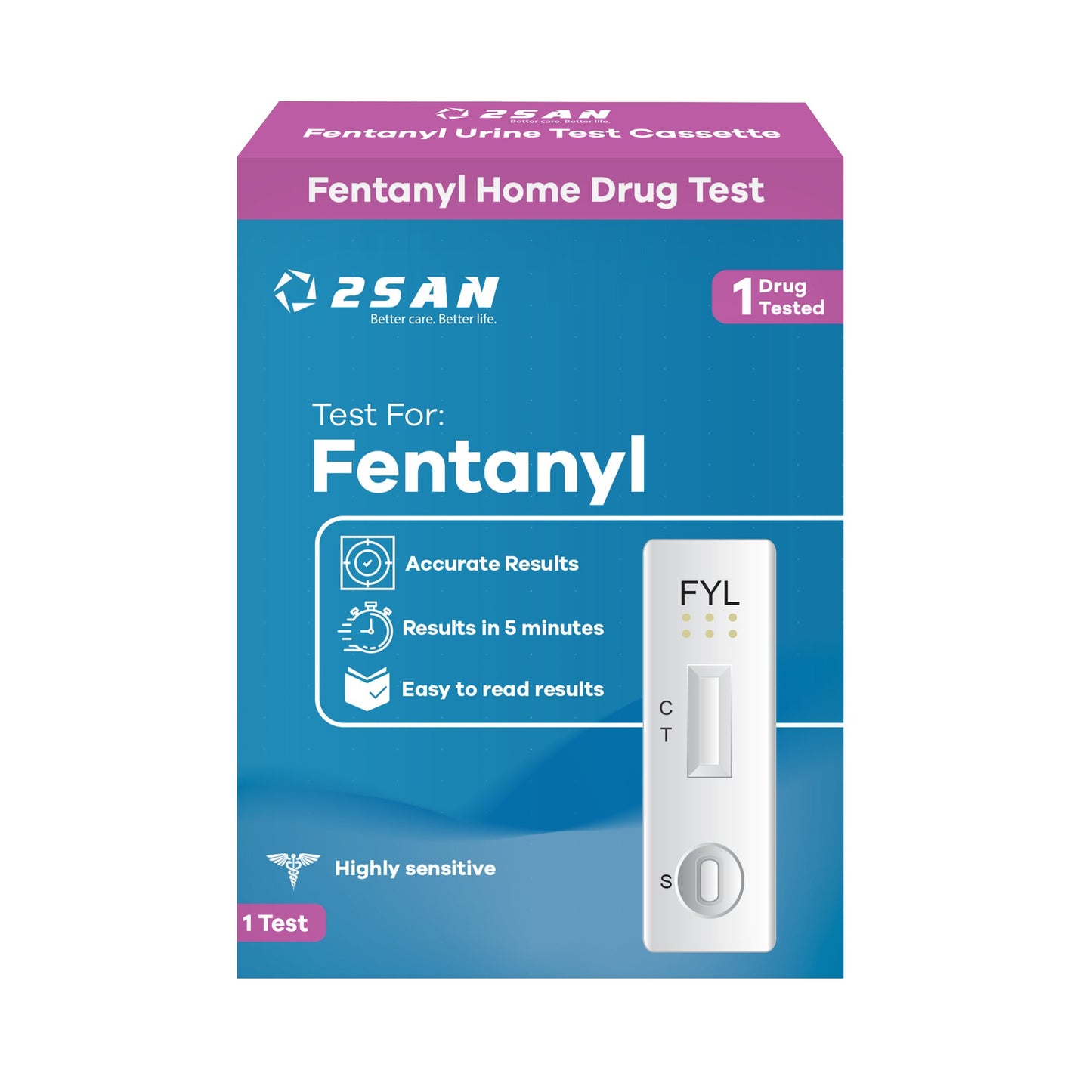 2San Drugs of Abuse Test Kit Fentanyl 1 Test per Kit (24 Kits per Case) CLIA Waived (1254002_KT)