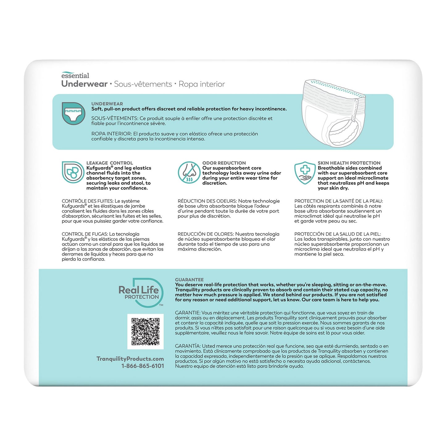 Tranquility® Essential Unisex Adult Absorbent Underwear Pull On with Tear Away Seams 3X-Large Disposable Heavy Absorbency (1252479_CS)