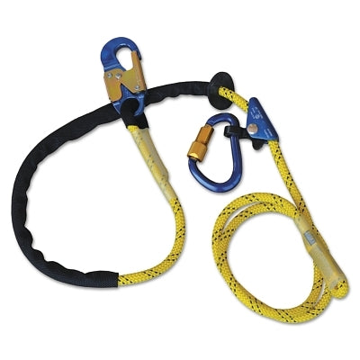 3M Pole Climber's Adj Rope Pos Lanyard, 8 ft, Snap Hook, 310lb Cap, Yellow/Blue (098-1234071)