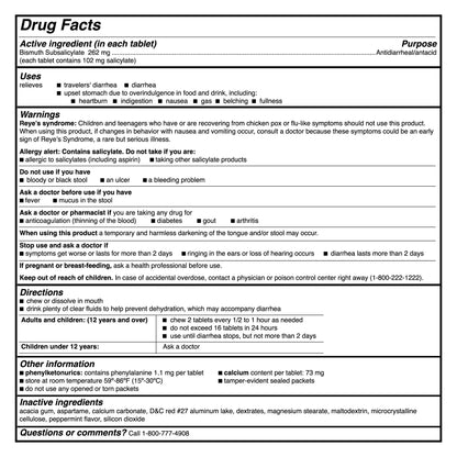 McKesson Brand Anti-Diarrheal 262 mg Strength Tablet 100 per Box (1111737_CS)