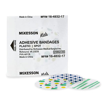 McKesson Kids™ Adhesive Spot Bandage 1 Inch Plastic Round Kid Design (Assorted Prints) Sterile (1110981_CS)