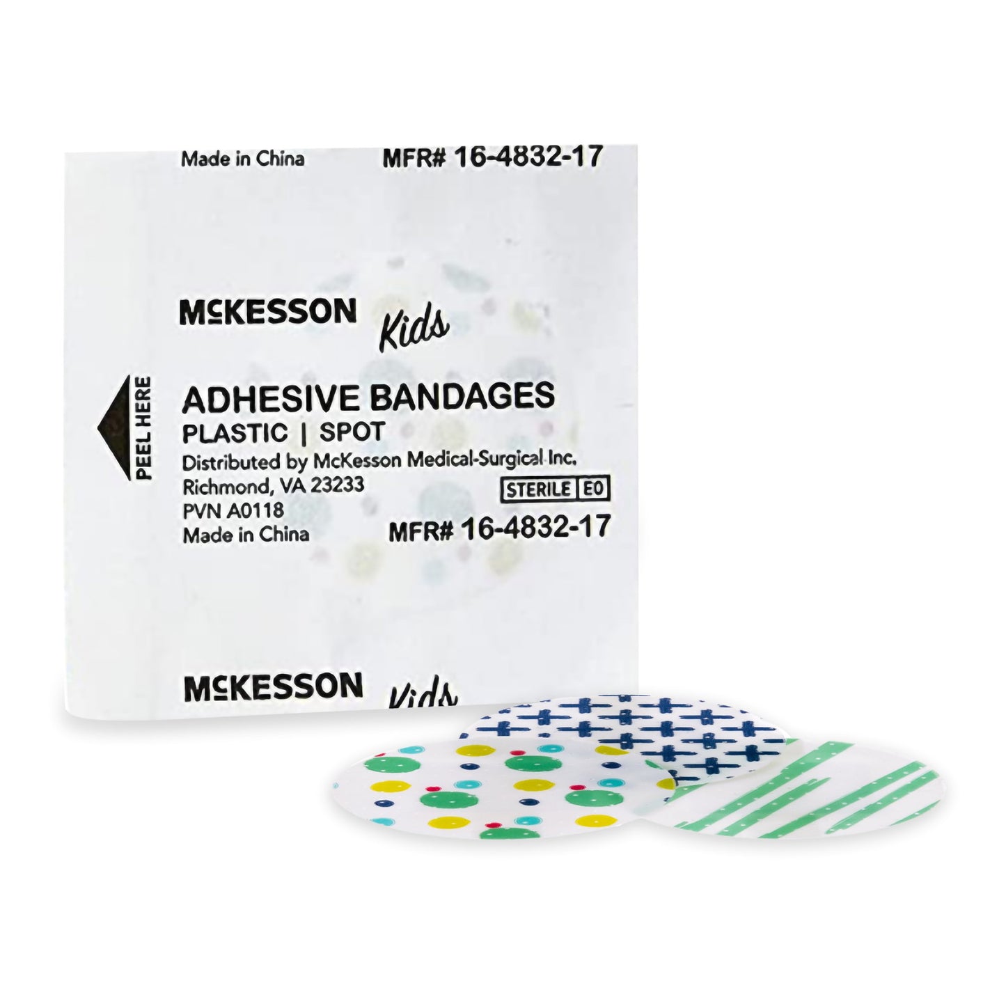 McKesson Kids™ Adhesive Spot Bandage 1 Inch Plastic Round Kid Design (Assorted Prints) Sterile (1110981_BX)