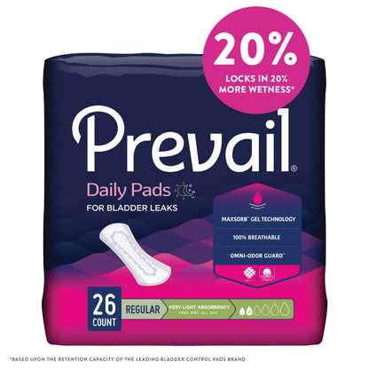Prevail® Daily Pads Bladder Control Pad 7-1/2 Inch Length Light Absorbency Polymer Core One Size Fits Most (572727_CS)