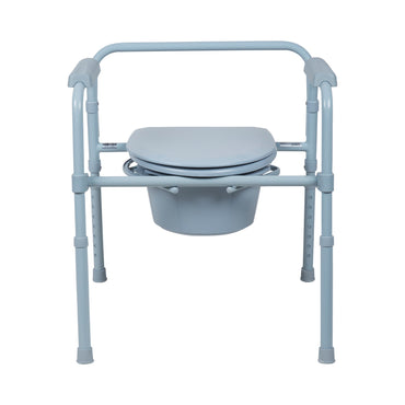 McKesson 3-in-1 Commode Chair Fixed Arms Steel Frame Back Bar 13-1/2 Inch Seat Width 350 lbs. Weight Capacity (1065228_EA)
