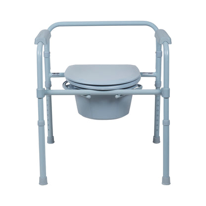 McKesson 3-in-1 Commode Chair Fixed Arms Steel Frame Back Bar 13-1/2 Inch Seat Width 350 lbs. Weight Capacity (1065228_EA)