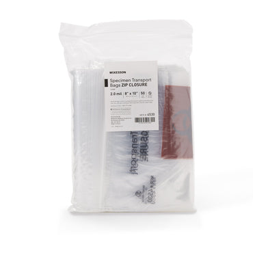 McKesson Specimen Transport Bag 8 X 10 Inch Zip Closure Biohazard Symbol / Storage Instructions NonSterile (940572_CS)