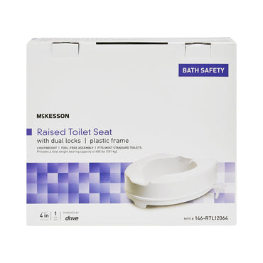 McKesson Raised Toilet Seat 4 Inch Height Standard / Elongated 400 lbs. Weight Capacity (1095384_EA)