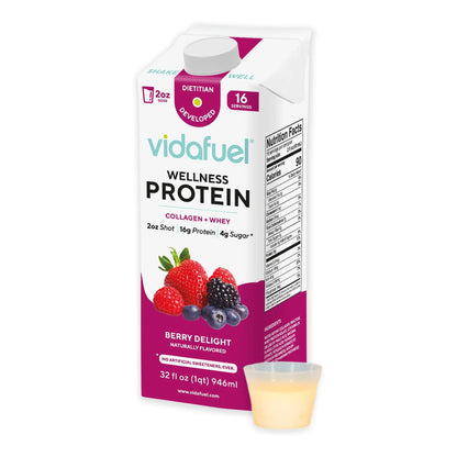 Vida Fuel Wellness Protein Oral Supplement Berry Delight Flavor Liquid 32 oz. Reclosable Carton (1244683_CS)
