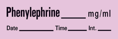 Timemed Drug Label Anesthesia Label Tape Phenylephrine_mg/mL Date_Time_Int._ Violet 1/2 X 1 Inch (236905_RL)