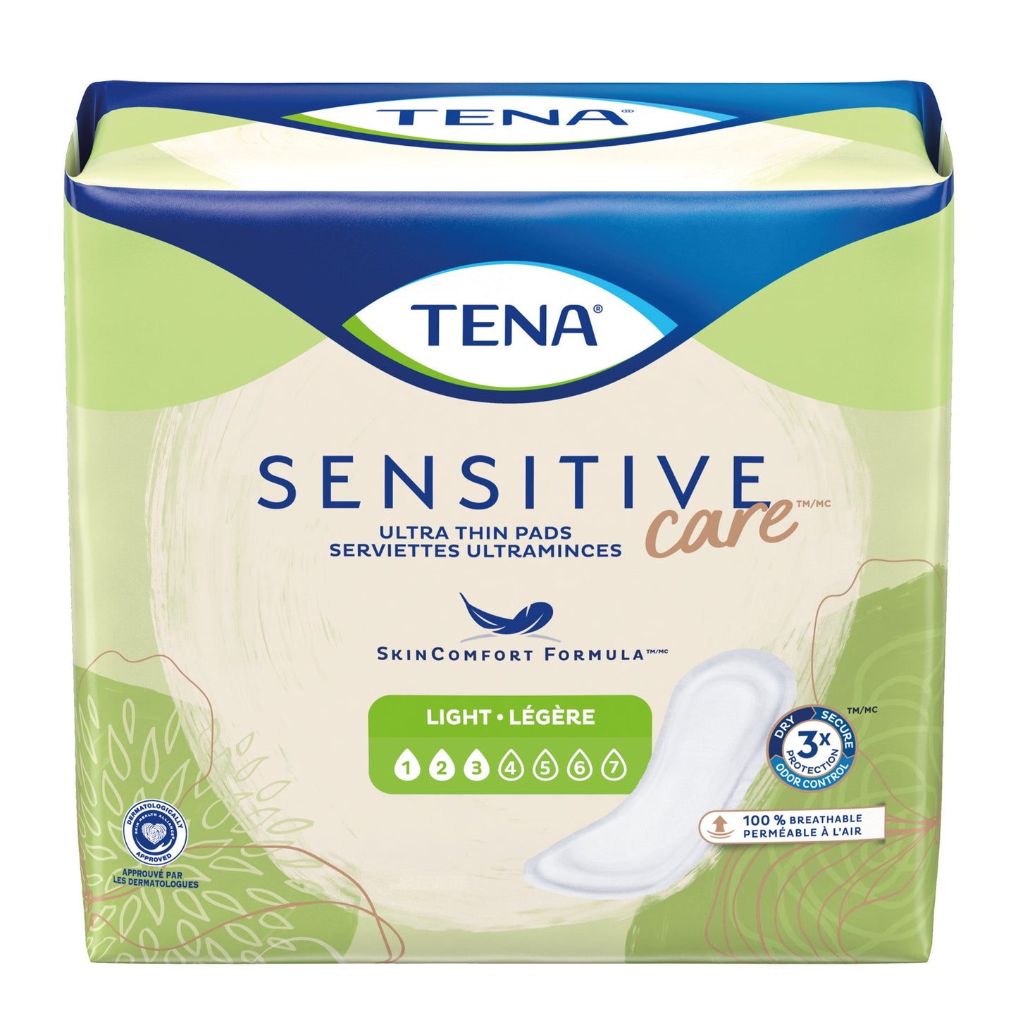 TENA Sensitive Care™ Ultra Thin Light Bladder Control Pad 10 Inch Length Light Absorbency Dry-Fast Core™ One Size Fits Most (1059446_BG)