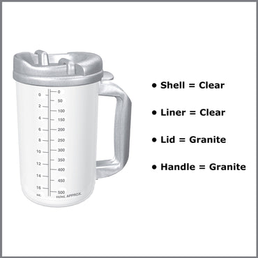 Whirley-DrinkWorks!™ Insulated Drinking Mug 20 oz. Clear Cup / Granite Lid Plastic Reusable (570986_CS)