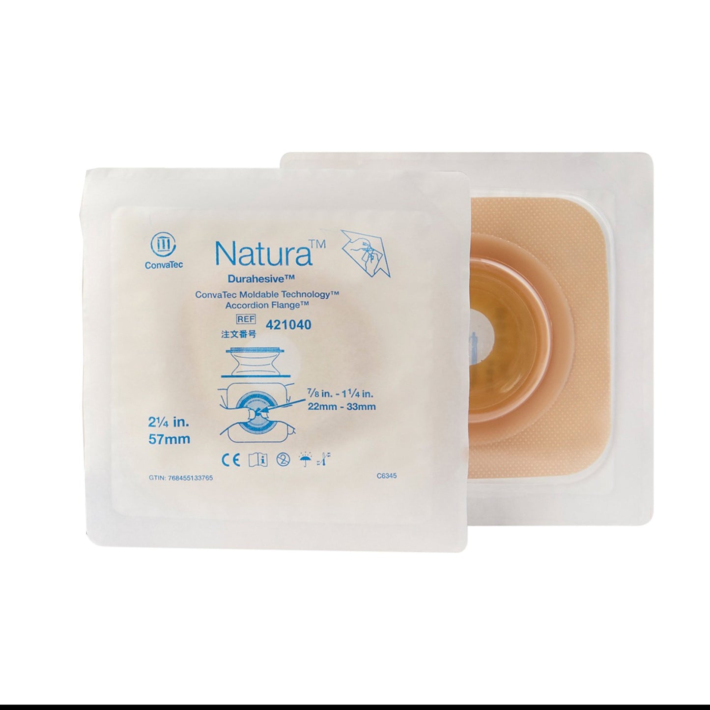 Natura™ Ostomy Barrier Moldable Durahesive® Adhesive 57 mm Flange Sur-Fit® Natura® System Hydrocolloid Tape Collar 7/8 to 1-1/4 Inch Opening (1087911_BX)