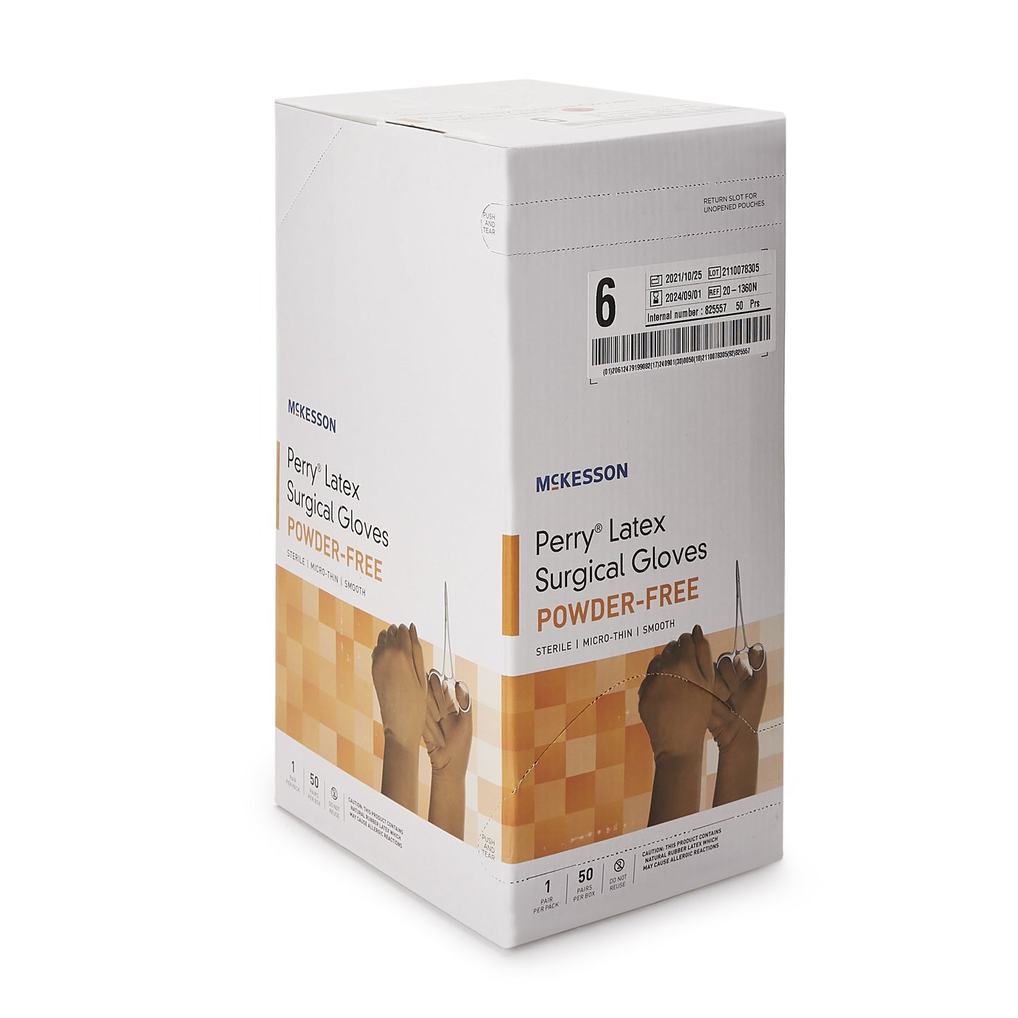 McKesson Perry® Surgical Glove Size 6 Sterile Latex Standard Cuff Length Smooth Brown Not Chemo Approved (1044728_CS)