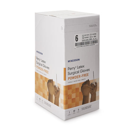 McKesson Perry® Surgical Glove Size 6 Sterile Latex Standard Cuff Length Smooth Brown Not Chemo Approved (1044728_BX)
