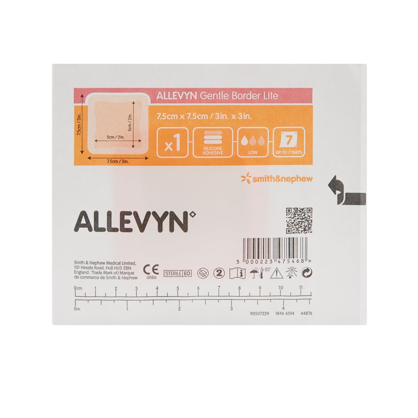Allevyn Gentle Border Lite Thin Foam Dressing 3 X 3 Inch With Border Film Backing Silicone Gel Adhesive Square Sterile (767990_BX)
