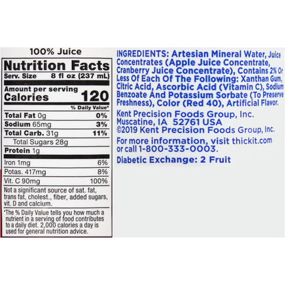 Thick-It® Clear Advantage® Thickened Beverage 8 oz. Bottle Cranberry Flavor Liquid IDDSI Level 2 Mildly Thick (803173_EA)