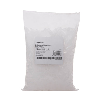 McKesson Tube Closure Polyethylene Flanged Plug Cap Natural 13 mm For Use with 13 mm Blood Drawing Tubes, Glass Test Tubes, Plastic Culture Tubes NonSterile (1175278_BG)