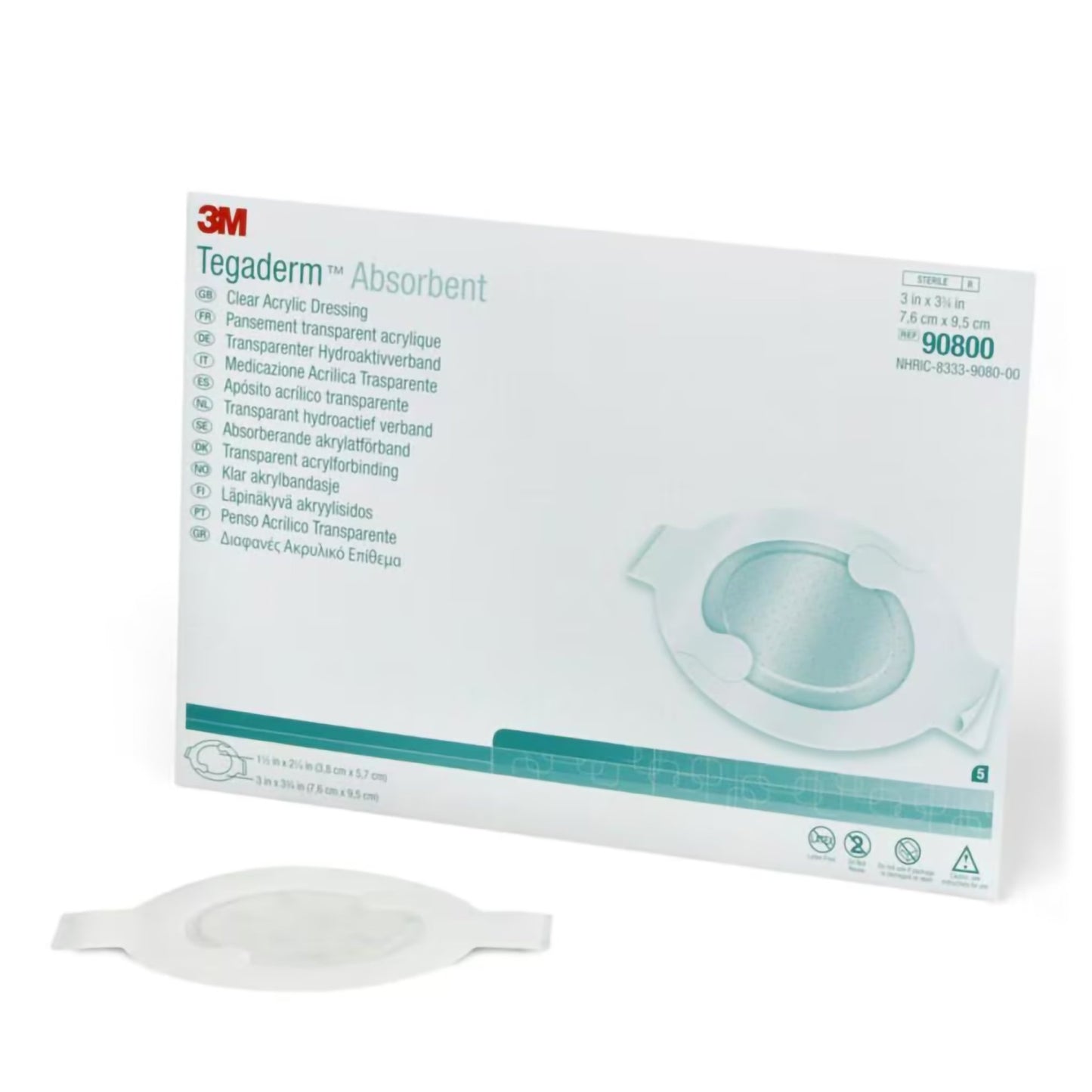 3M™ Tegaderm™ Absorbent Absorbent Transparent Film Dressing 3 X 3-3/4 Inch Oval Sterile (1220167_BX)