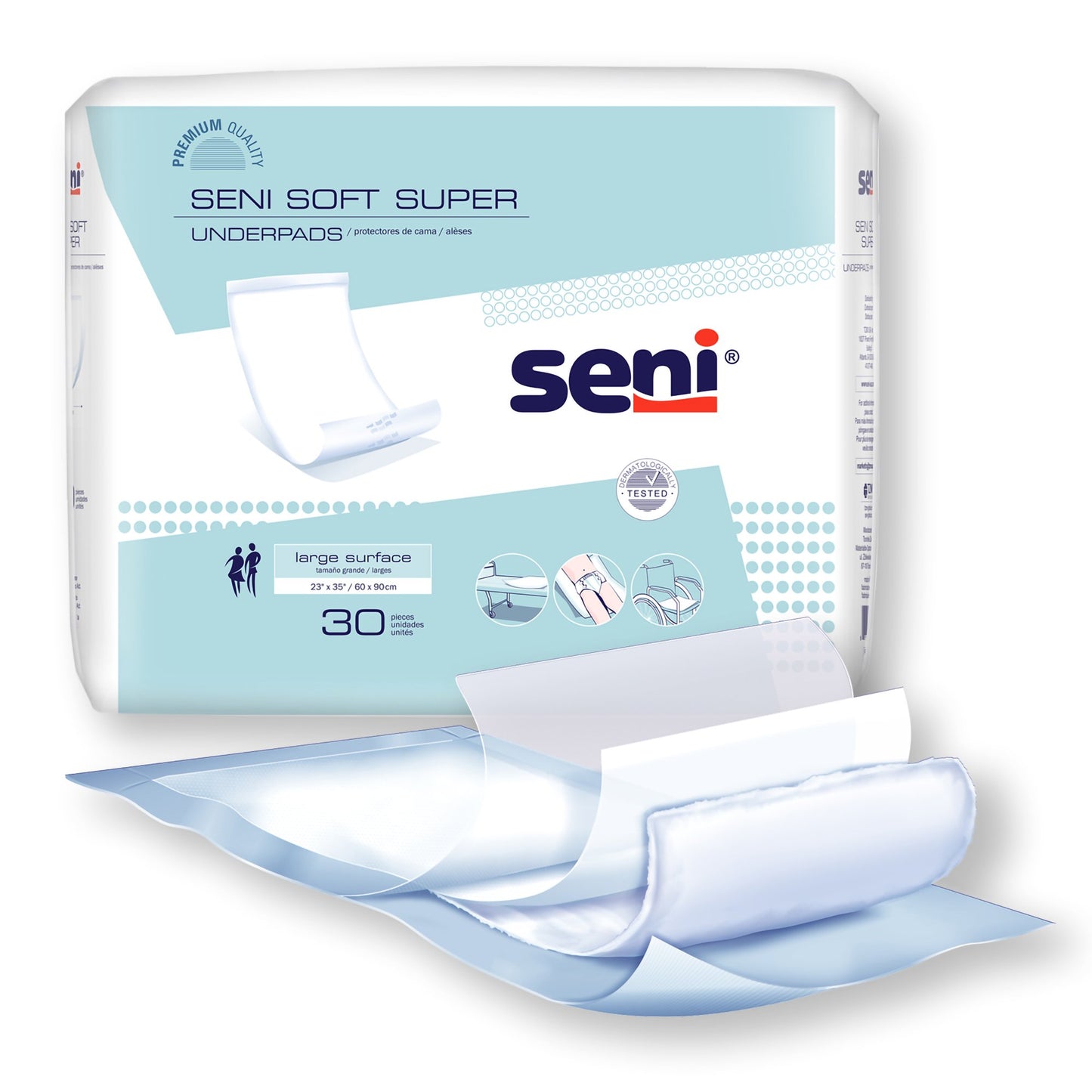 Seni® Soft Super Disposable Underpad 23 X 35 Inch Cellulose Pulp Moderate Absorbency (1163821_CS)