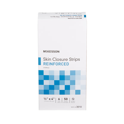 McKesson Skin Closure Strip 1/2 X 4 Inch Nonwoven Material Reinforced Strip White (876309_BX)