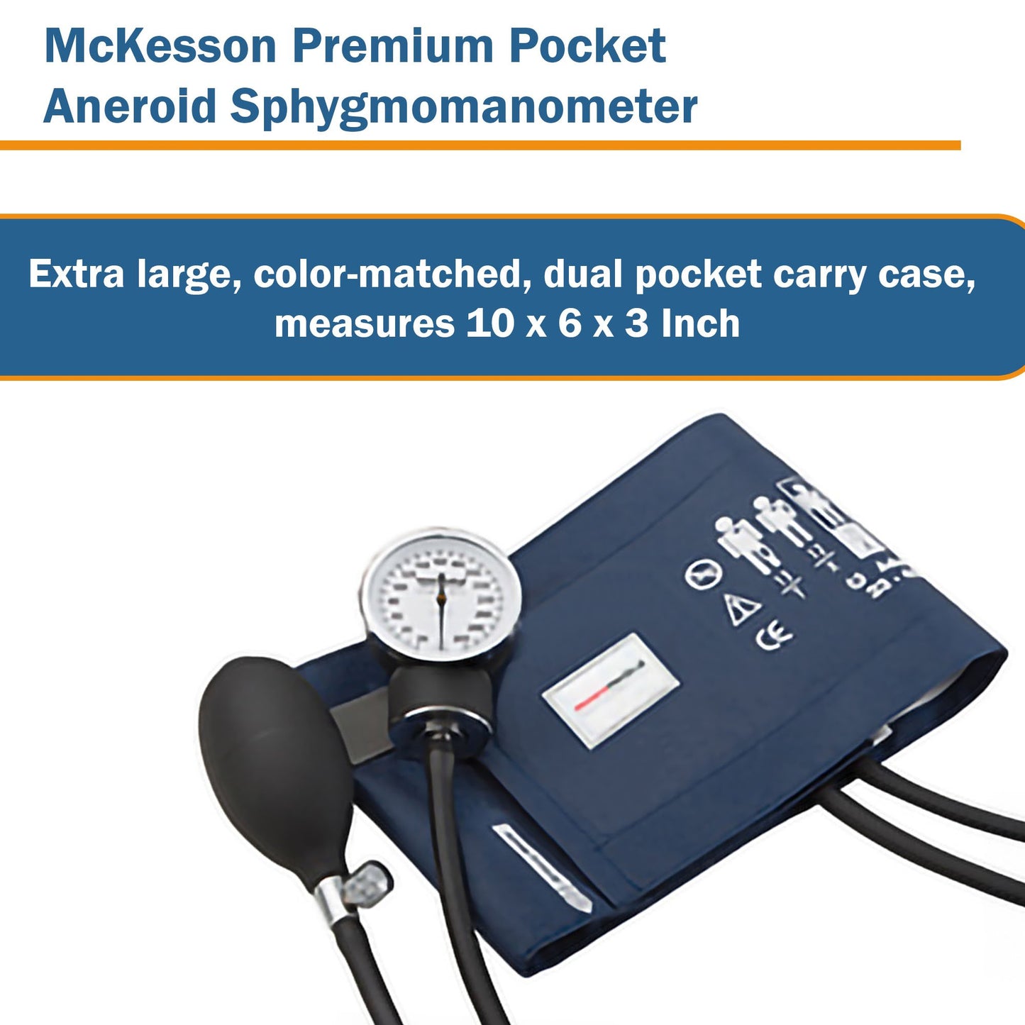 McKesson Premium Aneroid Sphygmomanometer Unit Adult Cuff Nylon Cuff 23 - 40 cm Pocket Aneroid (1067616_EA)