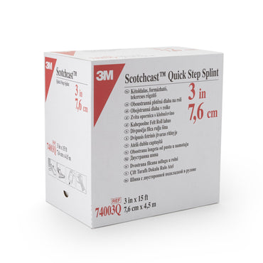 3M™ Scotchcast™ Quick Step Double Sided Felt Padded Splint Roll 3 Inch X 15 Foot Felt / Fiberglass White (983390_CS)