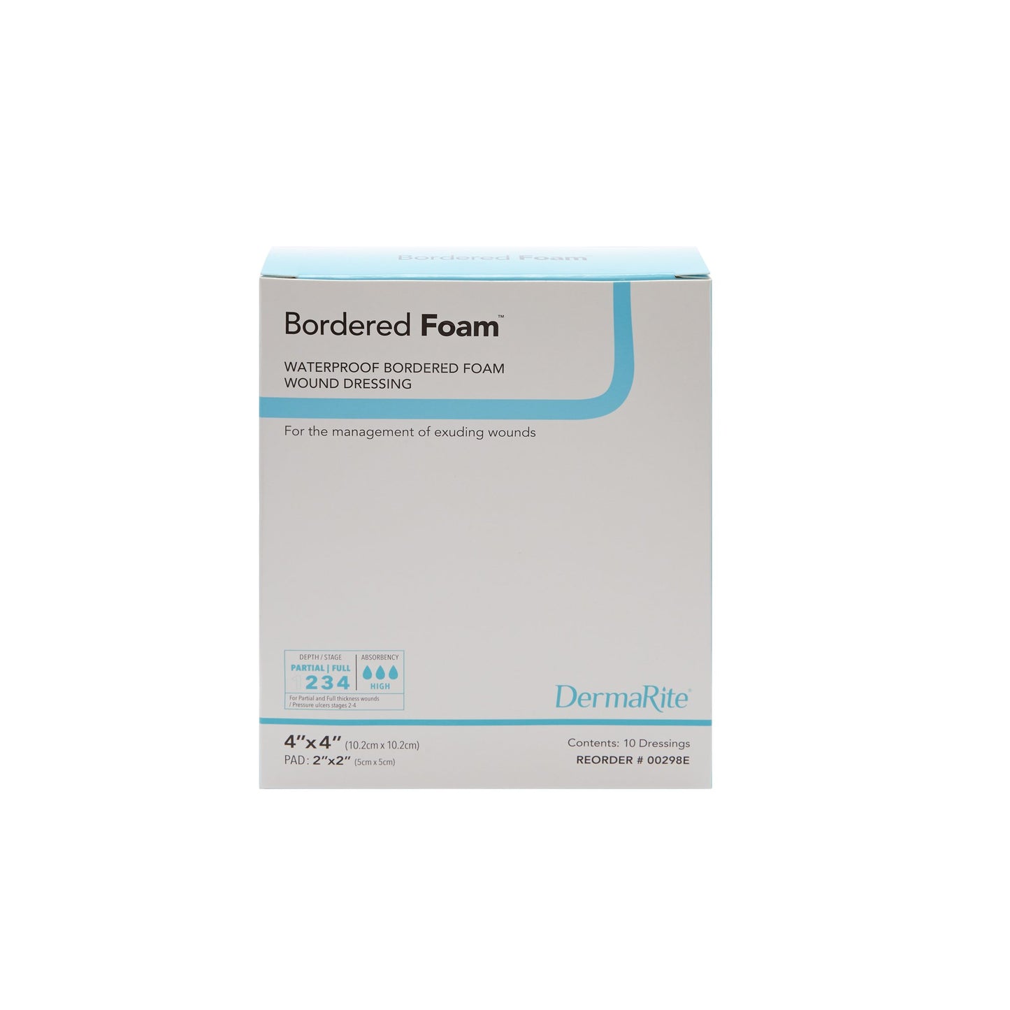 BorderedFoam® Foam Dressing 4 X 4 Inch With Border Waterproof Backing Nonacrylic Adhesive Square Sterile (727739_BX)